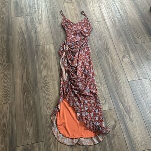Dolls Kill Orange Asymmetrical Sundress Spaghetti Strap